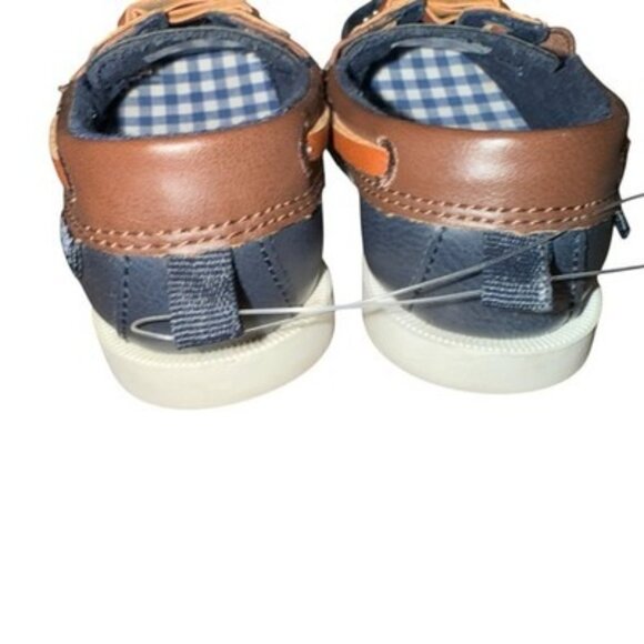 Carters Toddler Boat Shoes Navy / Brown Slip On Loafers Little Boys Size 5 - Picture 5 of 7